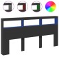 vidaXL Cabecero de cama con luz LED negro 200x17x102 cm