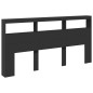 vidaXL Cabecero de cama con luz LED negro 200x17x102 cm