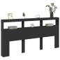 vidaXL Cabecero de cama con luz LED negro 200x17x102 cm