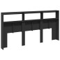 vidaXL Cabecero de cama con luz LED negro 200x17x102 cm