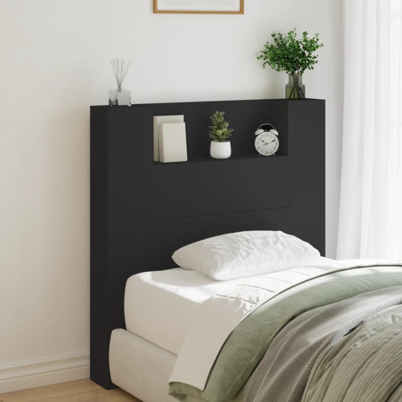 vidaXL Cabecero de cama con luz LED negro 100x16,5x103,5 cm vidaXL Cabecero de cama con luz LED negro 100x16,5x103,5 cm
