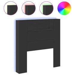 vidaXL Cabecero de cama con luz LED negro 100x16,5x103,5 cm
