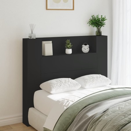 vidaXL Cabecero de cama con luz LED negro 120x16,5x103,5 cm