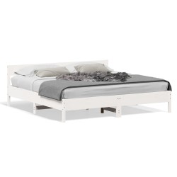 vidaXL Estructura de cama con cabecero madera de pino blanco 200x200cm