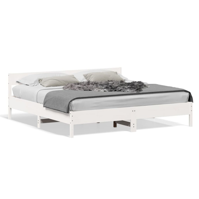 vidaXL Estructura de cama con cabecero madera de pino blanco 200x200cm