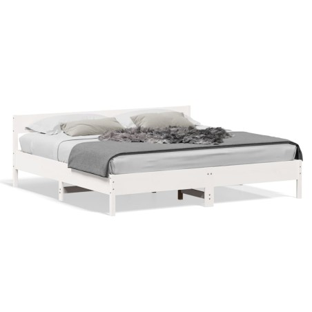 vidaXL Estructura de cama con cabecero madera de pino blanco 200x200cm
