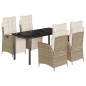 vidaXL Set comedor de jardín 5 pzas con cojines ratán sintético beige vidaXL Set comedor de jardín 5 pzas con cojines ratán sintético beige