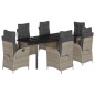 vidaXL Set comedor jardín 7 pzas y cojines ratán sintético gris claro vidaXL Set comedor jardín 7 pzas y cojines ratán sintético gris claro