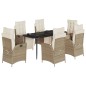 vidaXL Set comedor de jardín 7 pzas con cojines ratán sintético beige