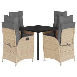 vidaXL Set comedor de jardín 5 pzas con cojines ratán sintético beige