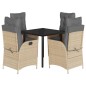 vidaXL Set comedor de jardín 5 pzas con cojines ratán sintético beige vidaXL Set comedor de jardín 5 pzas con cojines ratán sintético beige