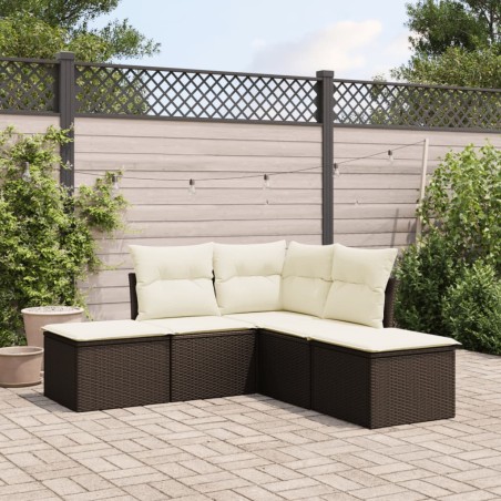 vidaXL Set comedor de jardín 5 piezas y cojines ratán sintético marrón