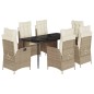 vidaXL Set comedor de jardín 7 pzas con cojines ratán sintético beige vidaXL Set comedor de jardín 7 pzas con cojines ratán sintético beige