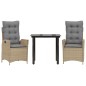 vidaXL Set comedor de jardín 3 pzas con cojines ratán sintético beige vidaXL Set comedor de jardín 3 pzas con cojines ratán sintético beige