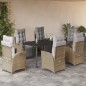 vidaXL Set comedor de jardín 7 pzas con cojines ratán sintético beige vidaXL Set comedor de jardín 7 pzas con cojines ratán sintético beige
