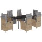 vidaXL Set comedor de jardín 7 pzas con cojines ratán sintético beige vidaXL Set comedor de jardín 7 pzas con cojines ratán sintético beige