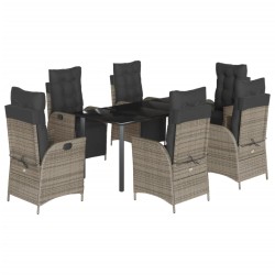 vidaXL Set comedor jardín 7 pzas y cojines ratán sintético gris