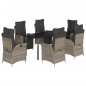 vidaXL Set comedor jardín 7 pzas y cojines ratán sintético gris vidaXL Set comedor jardín 7 pzas y cojines ratán sintético gris