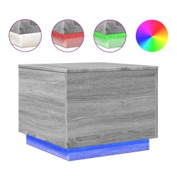 vidaXL Mesa de centro con luces LED gris Sonoma 50x50x40 cm