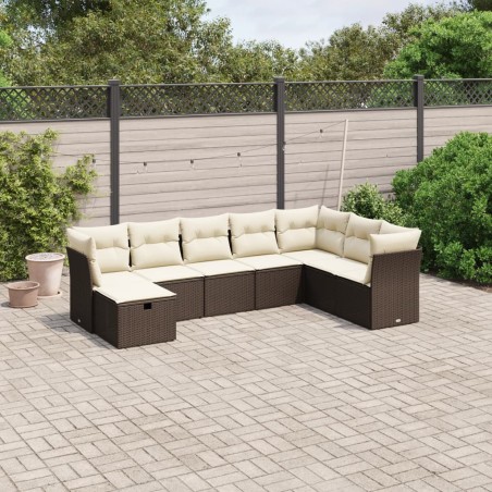 vidaXL Set sofás de jardín 8 piezas y cojines ratán sintético marrón