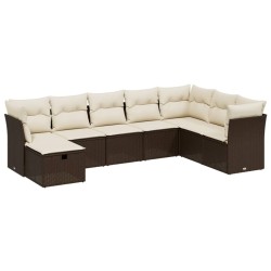 vidaXL Set sofás de jardín 8 piezas y cojines ratán sintético marrón
