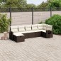 vidaXL Juego de sofás de jardín 7 piezas con cojines ratán PE marrón vidaXL Juego de sofás de jardín 7 piezas con cojines ratán PE marrón
