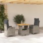 vidaXL Set comedor de jardín 3 piezas con cojines ratán sintético gris vidaXL Set comedor de jardín 3 piezas con cojines ratán sintético gris