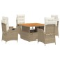 vidaXL Set comedor de jardín 5 pzas con cojines ratán sintético beige vidaXL Set comedor de jardín 5 pzas con cojines ratán sintético beige