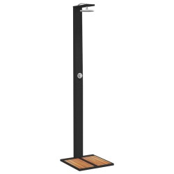 vidaXL Ducha de exterior ratán PE y madera acacia negro 50x55x224 cm