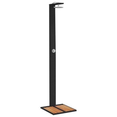 vidaXL Ducha de exterior ratán PE y madera acacia negro 50x55x224 cm