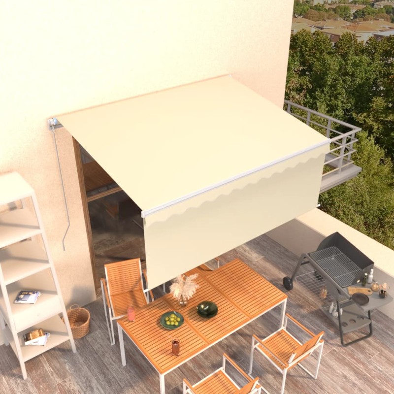 vidaXL Toldo retráctil manual con persiana crema 3,5x2,5 m vidaXL Toldo retráctil manual con persiana crema 3,5x2,5 m