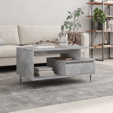 vidaXL Mesa de centro madera contrachapada gris hormigón 90x49x45 cm