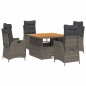 vidaXL Set comedor de jardín 5 piezas con cojines ratán sintético gris
