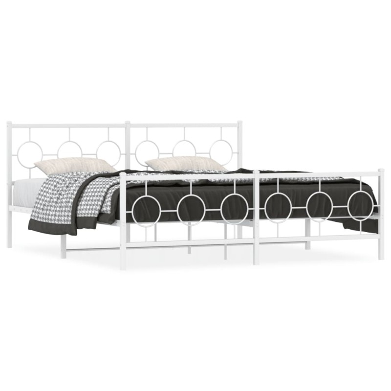 vidaXL Estructura cama metal con cabecero y estribo blanco 180x200 cm vidaXL Estructura cama metal con cabecero y estribo blanco 180x200 cm
