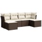 vidaXL Set sofás de jardín 6 piezas y cojines ratán sintético marrón vidaXL Set sofás de jardín 6 piezas y cojines ratán sintético marrón
