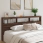 vidaXL Cabecero de cama con luz LED marrón roble 220x17x102 cm