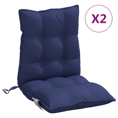 vidaXL Cojines de silla de respaldo bajo 2 uds tela azul marino