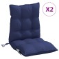 vidaXL Cojines de silla de respaldo bajo 2 uds tela azul marino