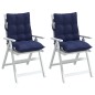 vidaXL Cojines de silla de respaldo bajo 2 uds tela azul marino