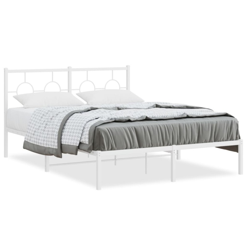 vidaXL Estructura de cama con cabecero metal blanca 140x200 cm vidaXL Estructura de cama con cabecero metal blanca 140x200 cm