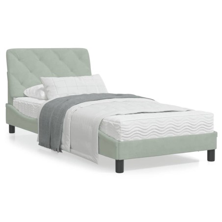 vidaXL Estructura cama con luces LED terciopelo gris claro 80x200 cm