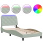 vidaXL Estructura cama con luces LED terciopelo gris claro 80x200 cm vidaXL Estructura cama con luces LED terciopelo gris claro 80x200 cm