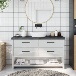 vidaXL Encimera baño madera maciza tratada gris oscuro 120x30x(2-6) cm