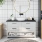 vidaXL Encimera baño madera maciza tratada gris oscuro 120x30x(2-6) cm