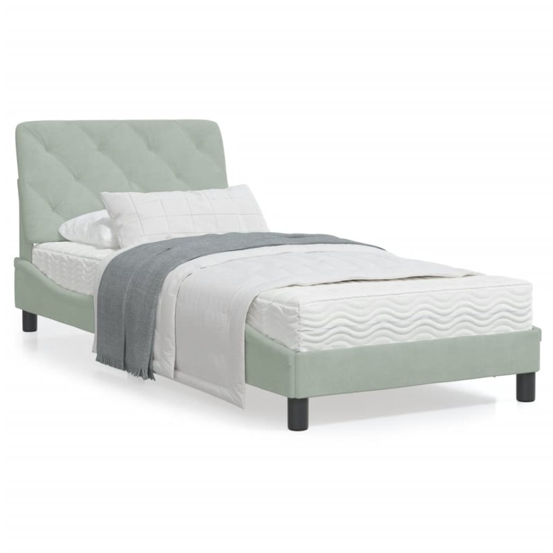 vidaXL Estructura cama con luces LED terciopelo gris claro 90x200 cm vidaXL Estructura cama con luces LED terciopelo gris claro 90x200 cm