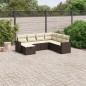 vidaXL Juego de sofás de jardín 7 piezas con cojines ratán PE marrón vidaXL Juego de sofás de jardín 7 piezas con cojines ratán PE marrón