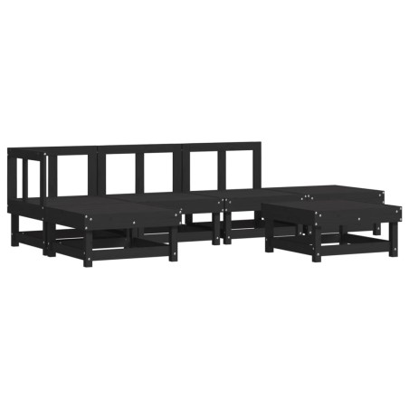 vidaXL Juego muebles de jardín 6 piezas madera maciza pino negro
