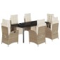 vidaXL Set comedor de jardín 7 pzas con cojines ratán sintético beige vidaXL Set comedor de jardín 7 pzas con cojines ratán sintético beige