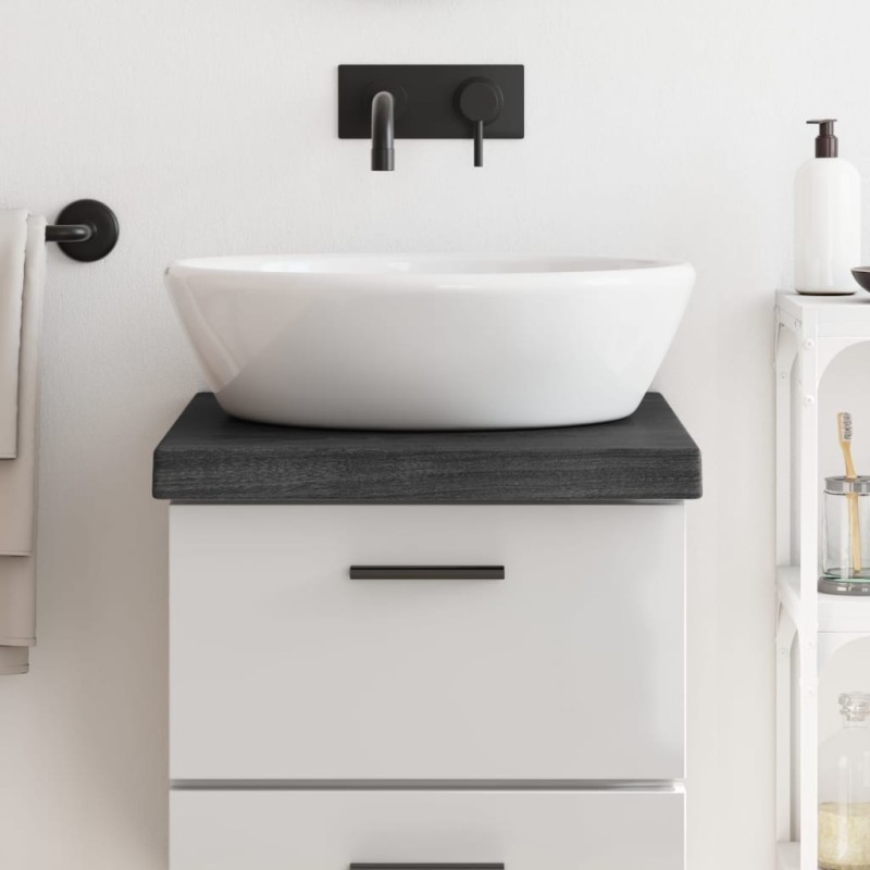 vidaXL Encimera baño madera maciza tratada gris oscuro 40x50x(2-6) cm vidaXL Encimera baño madera maciza tratada gris oscuro 40x50x(2-6) cm
