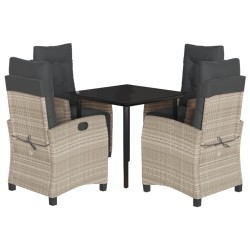 vidaXL Set comedor de jardín 5 pzas cojines ratán sintético gris claro